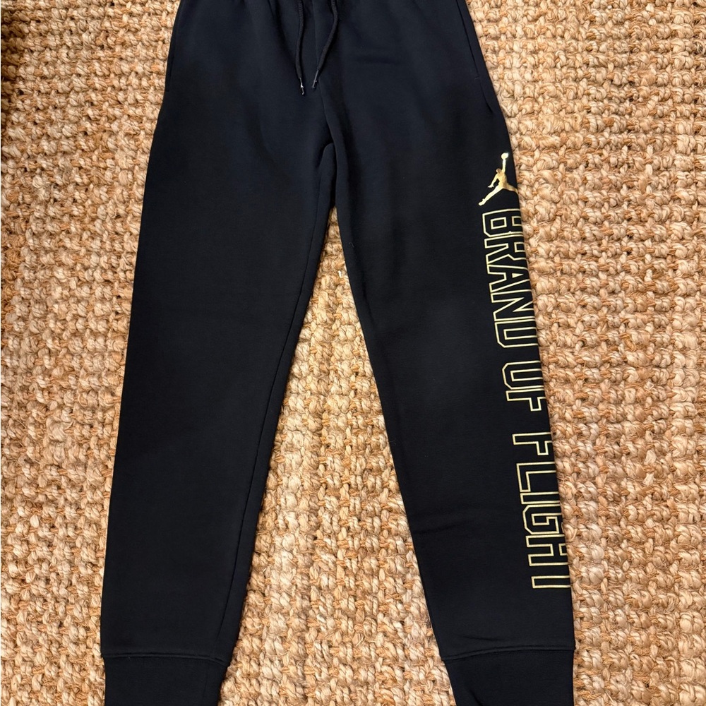 Nike Jordan Black Joggers with Gold 'Brand of Flight' Accent NWOT SZ Med